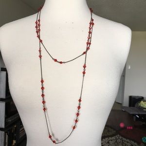 Red Beaded Wrap Necklace